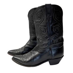 Tony Lama women’s 10 black leather mid-calf western cowboy boots